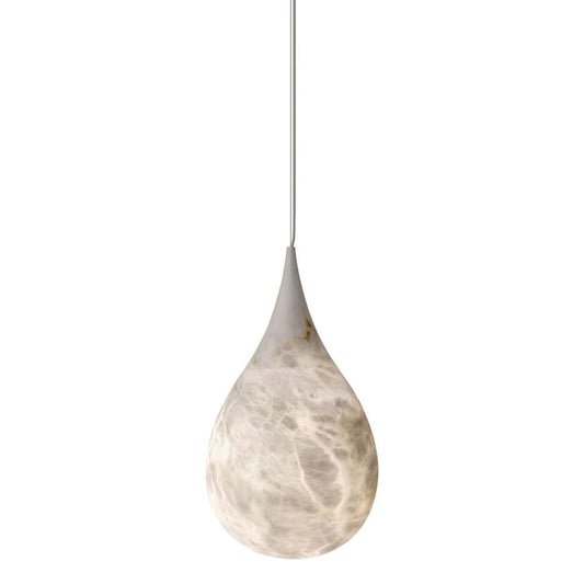 Luxury Alabaster Pendant Light 18cm Brass and Copper Natural Stone Hanging Lamp for Dining Room and Kitchen Island