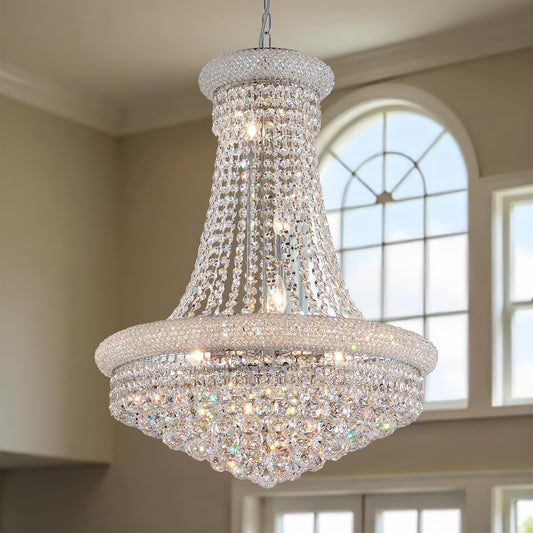19-Lights High Ceiling Chandelier Modern Gold Crystal Chandeliers Large Foyer Chandelier Fixtures for Staircase Living Room Hallway Entryway