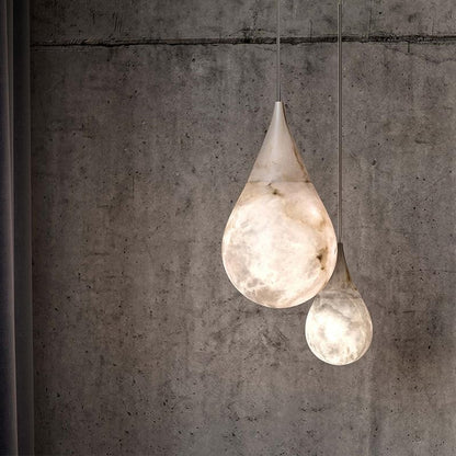 Luxury Alabaster Pendant Light 18cm Brass and Copper Natural Stone Hanging Lamp for Dining Room and Kitchen Island