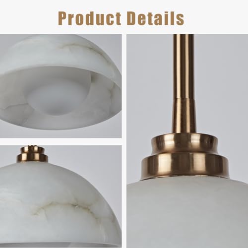 Alabaster Small Dome Pendant Light Natural Stone Organic Hanging Lamp for Kitchen and Dining