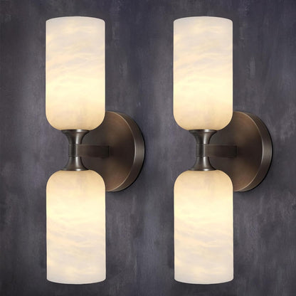 Alabaster Wall Sconce 14in Antique Brass Modern