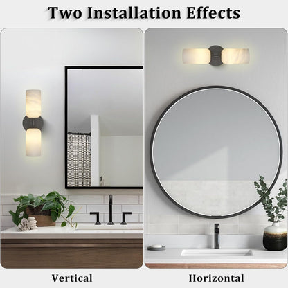 Alabaster Wall Sconce 14in Antique Brass Modern