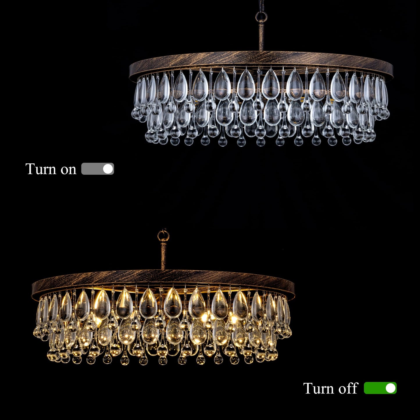 Luxury Bronze Crystal Chandelier 6 Light Modern Pendant for Dining Room and Living Room