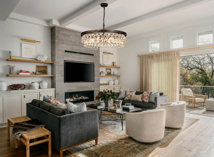 Luxury Bronze Crystal Chandelier 6 Light Modern Pendant for Dining Room and Living Room