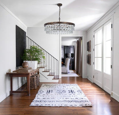 Luxury Bronze Crystal Chandelier 6 Light Modern Pendant for Dining Room and Living Room