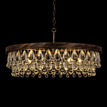 Luxury Bronze Crystal Chandelier 6 Light Modern Pendant for Dining Room and Living Room
