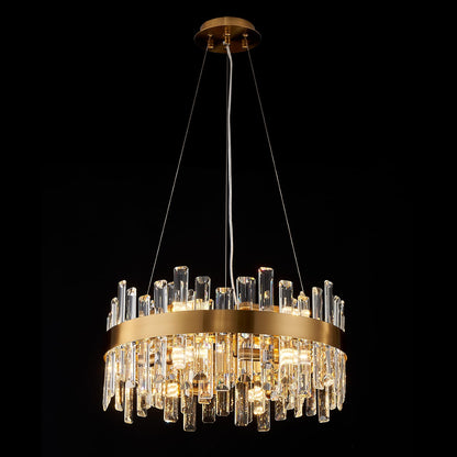Luxury Round Crystal Chandelier Black 12 Light Adjustable Pendant