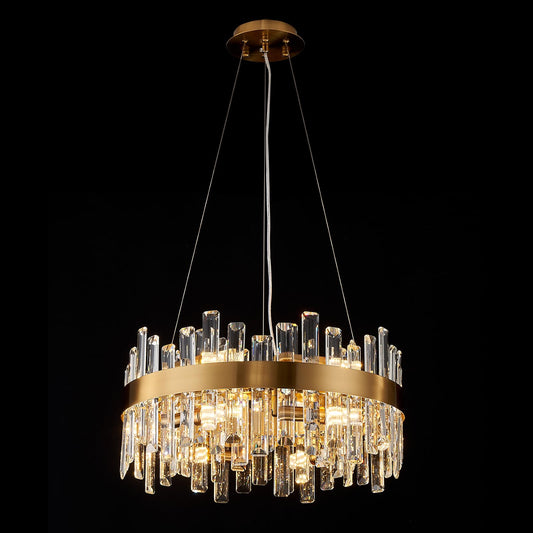 Luxury Round Crystal Chandelier Black 12 Light Adjustable Pendant