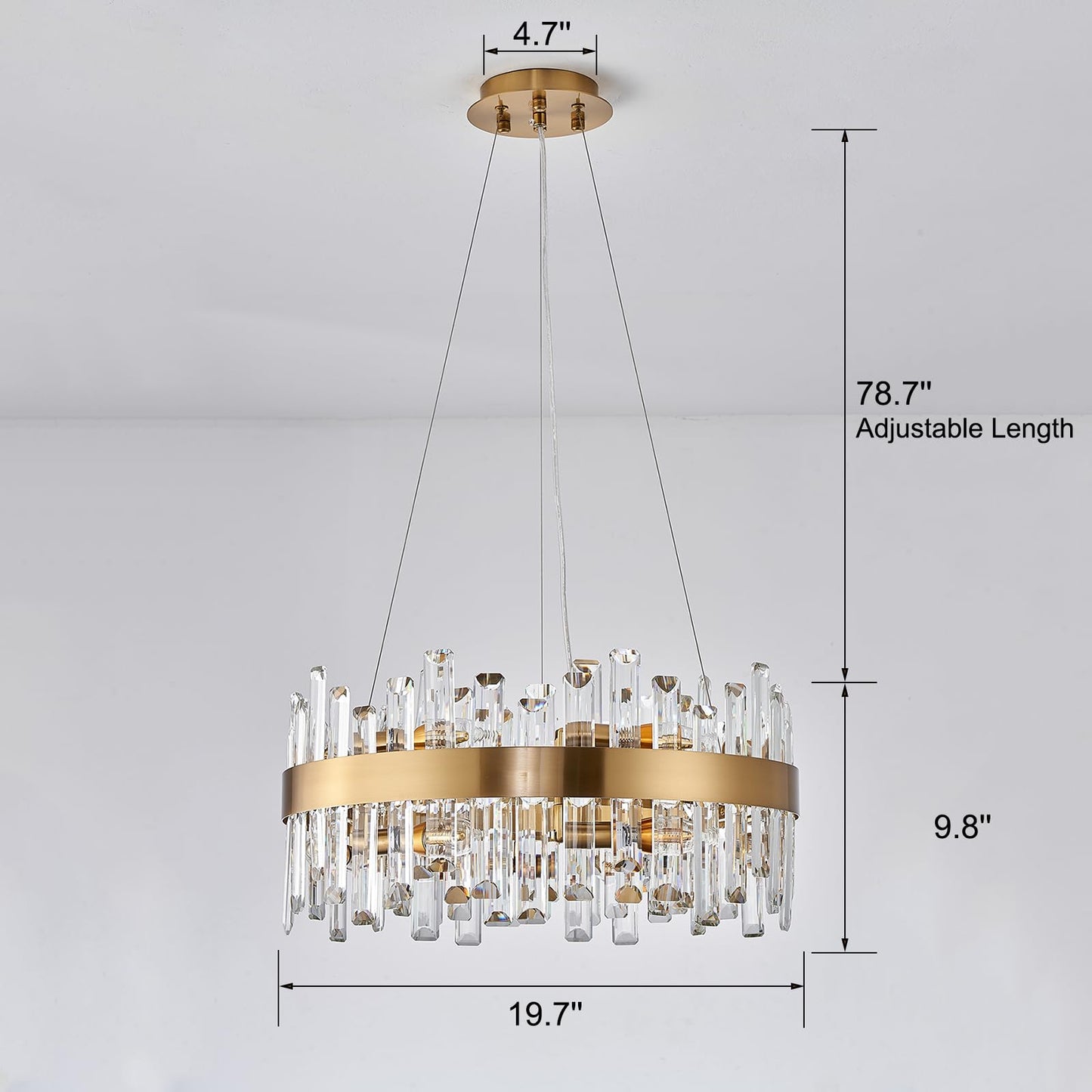 Luxury Round Crystal Chandelier Black 12 Light Adjustable Pendant