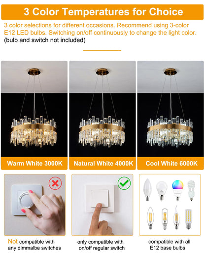 Luxury Round Crystal Chandelier Black 12 Light Adjustable Pendant