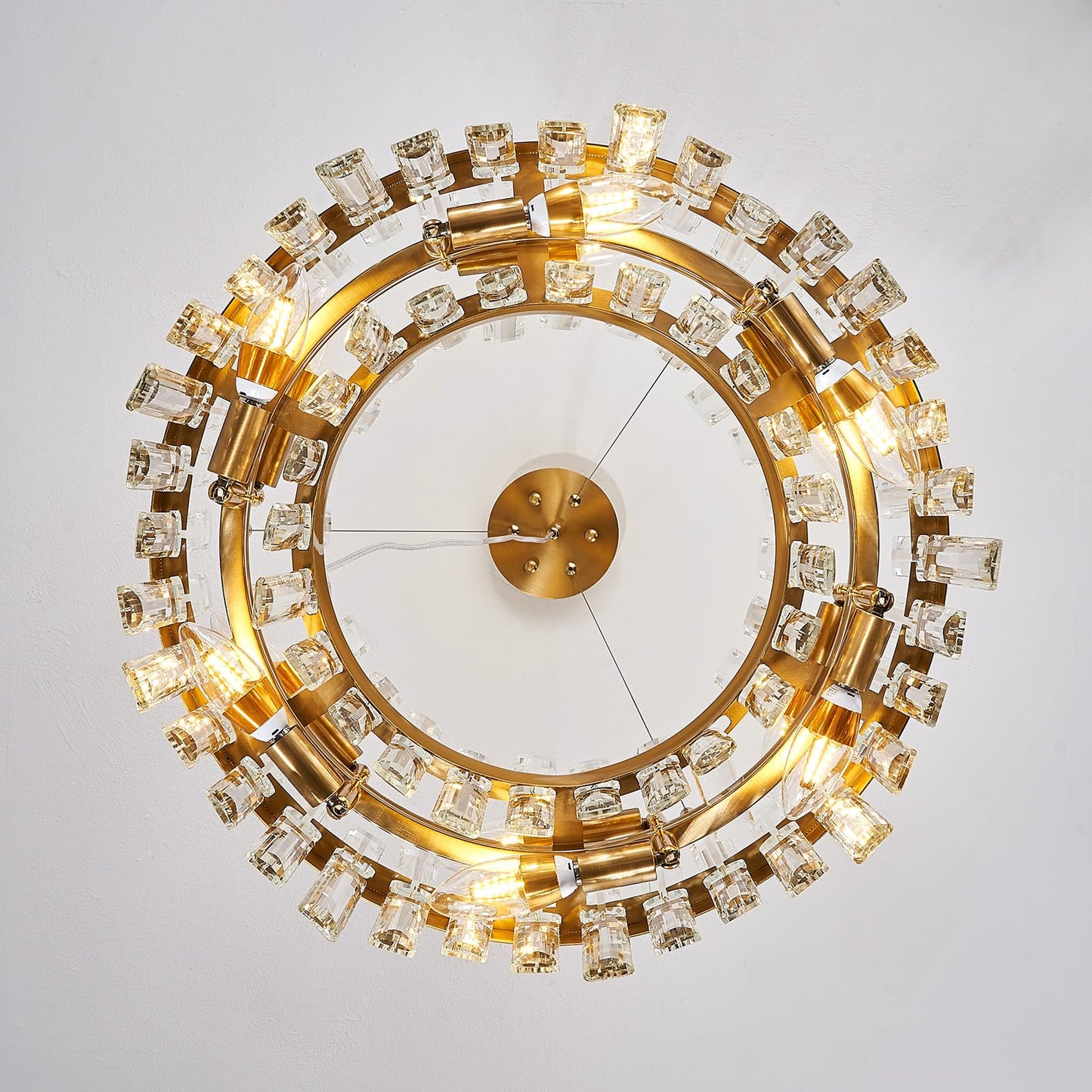 Luxury Round Crystal Chandelier Black 12 Light Adjustable Pendant