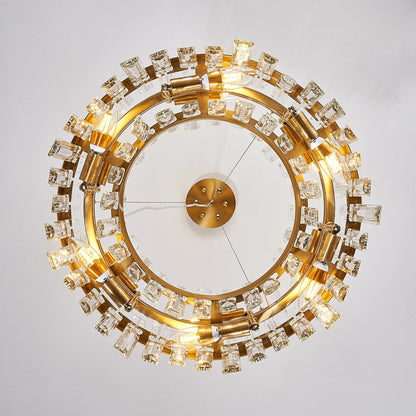 Luxury Round Crystal Chandelier Black 12 Light Adjustable Pendant