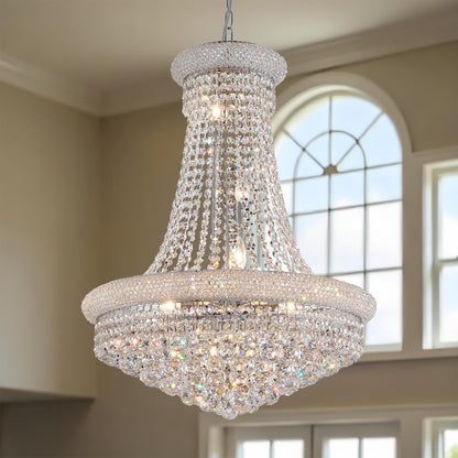 19-Lights High Ceiling Chandelier Modern Gold Crystal Chandeliers Large Foyer Chandelier Fixtures for Staircase Living Room Hallway Entryway