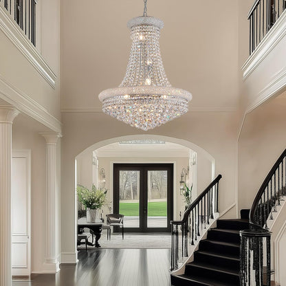 19-Lights High Ceiling Chandelier Modern Gold Crystal Chandeliers Large Foyer Chandelier Fixtures for Staircase Living Room Hallway Entryway