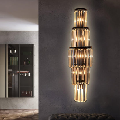 29.5 inch Modern Wall Sconce Contemporary Crystal Wall Sconce 5-Light Gold Bathroom Light Fixtures for Bedroom Hallway Living Room